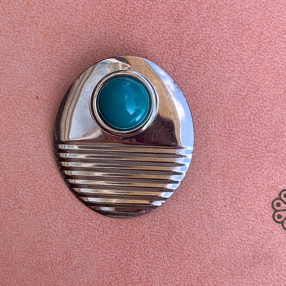 Silver and Blue Vintage Brooch
